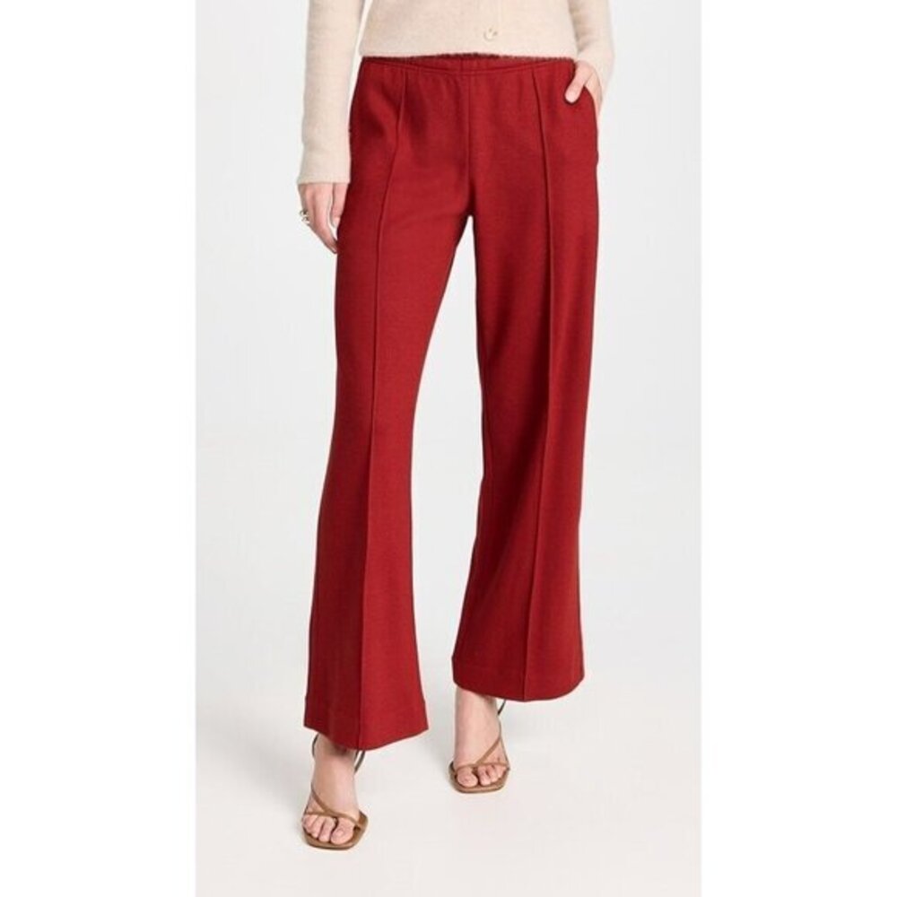 VINCE Fine Knit Wide Leg Pull On Pants Dark Scarlet SZ XL NEW